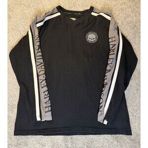 Harley Davidson Sweatshirt Mens XLarge Black Skull Logo Midweight Motorcycle Y2K